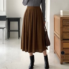 afinar 女款燈芯絨打褶鬆緊長裙