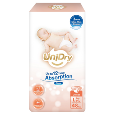 UniDry 優力寶 奢柔優選黏貼型尿布 9~14kg, 48個, 大碼 (L)