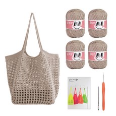 沙灘針織網袋DIY套組, 1套, 703米色