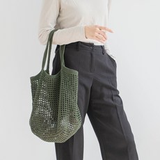 야나 올리오 비치 그물백 뜨개질 DIY 패키지, 1세트, 715 딥카키