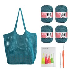 야나 올리오 비치 그물백 뜨개질 DIY 패키지, 1세트, 724 빈티지딥마린