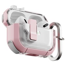 NUART 撞色邊框防丟失鎖定功能磁吸鎖防摔保護殼, AirPods Pro 3, 粉紅色, 1個