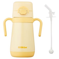LocknLock 樂扣樂扣 Little Love 單觸式不鏽鋼雙柄吸管杯, 黃色, 1個, 300ml