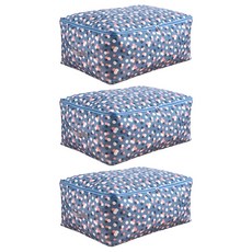 棉被衣物收納袋 大 58 x 38 x22cm, 藍底花卉, 3個