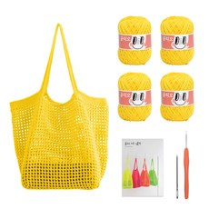 야나 올리오 비치 그물백 뜨개질 DIY패키지, 1세트, 744 옐로우