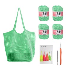 야나 올리오 비치 그물백 뜨개질 DIY 패키지, 1세트, 746 에메랄드그린