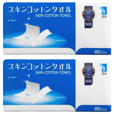 ITO 日本伊藤 抽取式洗臉巾 80張, 白色, 2包, 無香