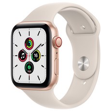 Apple 애플워치 SE, 44mm, GPS+Cellular, 골드 알루미늄 케이스, 스타라이트 스포츠 밴드
