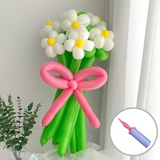 PartyIsland 白色雛菊捧花DIY + 手動打氣筒套組, 1套, 混色