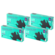 핸즈핏 니트릴 장갑, 블랙, 소(S), 4개