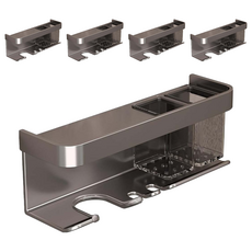 超級工廠 吹風機架 灰色,5個 多功能浴室收納置物架 免打孔壁掛式