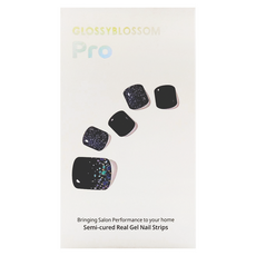 GLOSSYBLOSSOM 足部凝膠美甲貼 Set 38片, Night Black, 1組