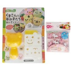 Mimi&O 熊熊與朋友們飯糰模具 + 兔子便當裝飾籤 8件組, 混合色, 1套