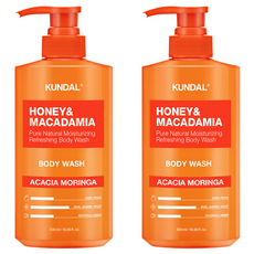 KUNDAL 昆黛爾 蜂蜜澳洲堅果保濕沐浴露 洋槐與辣木花香, 500ml, 2瓶