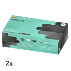 MEDIHAND 美恆 NBR鑽石紋手套 特厚款 100個, 黑色, L, 2盒