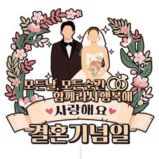 Vivid rain 防水蛋糕裝飾插牌, C03-結婚紀念日(韓文版), 1個