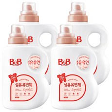 비앤비 비자극 유아 섬유유연제 시그니처 알러젠프리 자스민앤로즈향 용기형, 1.5L, 4개