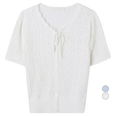 Roem 女款短袖鉤針開襟衫