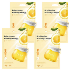 FRUDIA 靈光乍現 柑橘明亮面膜 含橘皮萃取物、菸鹼醯胺、水果籽油、維生素E 無漂白無螢光劑親膚植萃材質 集中修護光采明亮肌膚的精華面膜, 1片, 4組