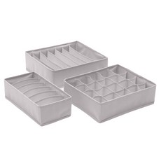 小麥購物 莫蘭迪色高質感內衣收納盒套裝 內衣收納盒 + 襪子盒 + 內褲盒, 1組, 灰色