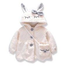 조이멀티 엠케이 여아용 포근토끼 퍼 누빔 후드점퍼