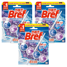 브레프 파워 엑티브 변기세정제 라벤더, 50g, 3개