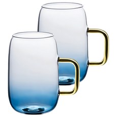KOTI 日安生活 漸層耐熱玻璃水杯2件組, 藍色, 1組
