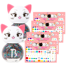 바블리 키즈네일 냥이 오색블링핑 + 어린이네일스티커 세트, 랜덤 발송, 2개