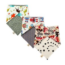 almaeng 男童雙面印花三角圍巾 3件組