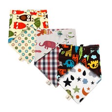 almaeng 男童雙面印花三角圍巾 3件組