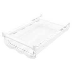 SHCJ 生活采家 冰箱懸掛滑軌雞蛋收納盒 尺寸約長33.5~47*寬23.2*高9cm, 支架白色 + 收納盒透明色, 1個