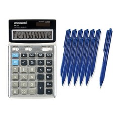 모나미 계산기 MC-111 + 볼펜 FX153 1.0mm 12p, 블루, 1개
