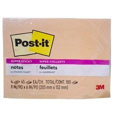 3M Post-it 利貼 狠黏便利貼 6845-SSP, 橘色 + 粉色 + 綠色 + 藍色, 180張, 1組