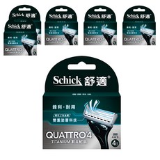 Schick 舒適牌 創4紀鈦刀片 科技 含荷荷芭、蘆薈及維他命E潤滑條 刮鬍更滑順 造型剃刀 修整鬢角及唇邊, 4入, 6盒