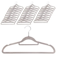 White Rabbit 天鵝絨防滑基本款衣架, 灰色, 90個