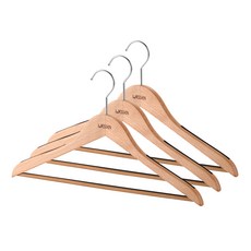 WESSEN 高級原木防滑衣架 3入, 混合顏色, 3個