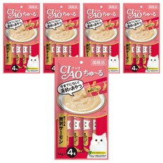 INABA CIAO 啾嚕肉泥 鮪魚 + 鮭魚 日本原裝進口 添加綠茶消臭配方 無添加任何防腐劑 小包裝設計 餵食方便 增加互動, 56g, 5袋