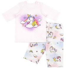 Maykids 女童款獨角獸圖案七分袖上衣長褲套裝