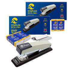 Peace Tools 釘書機 35 + 33號補充釘書針 2入組, 米色, 2套