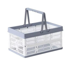 手提摺疊收納籃, 大(45 x 31.5 x 24cm), 灰白色, 1個