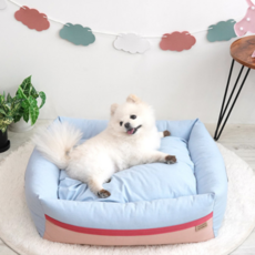 Parisdog 犬用方形亞麻床墊, 藍色