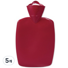 HUGO FROSCH 無布套組經典素色熱水袋 紅色 1.8L, 5個