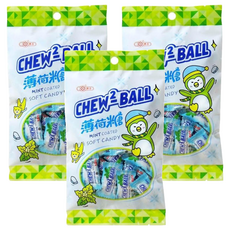 惠香食品 CHEW2BALL 薄荷糖 外裹薄層脆皮 內餡薄荷清涼, 110g, 3包