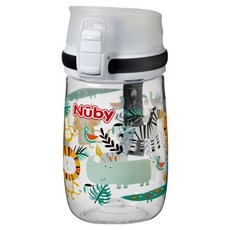 Nuby 晶透直飲杯, 動物派對 白色 + 黑色, 300ml, 1個