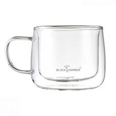 BLACK HAMMER 輕巧把手雙層耐熱玻璃杯 240ml, 1個, 透明色