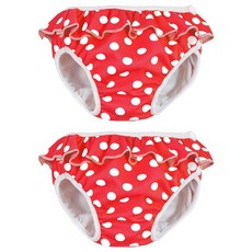 ImseVimse 超彈性防漏游泳尿褲 紅色點點 7~10kg適用 中型(M) 2件組, M(7~10kg), 2件