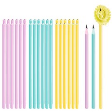 YOUNG ART 花朵愛心B鉛筆 3款 x 12支套組, 1套, 粉紅色, 藍色, 黃色