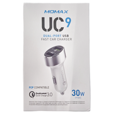 MOMAX 雙USB輸出汽車快速充電器 30W 總輸出功率 QC3.0 快充, UC9W, 白色