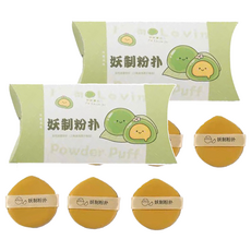 妖制 氣墊粉撲3入 柔軟親膚 乾濕兩用 可愛造型, 皮麵, 2組
