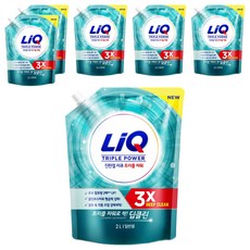 리큐 진한겔 딥클린 트리플파워 일반용 액상세제 리필, 2L, 6개
